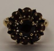14k garnet flower ring size M, weight approximately 6.2g