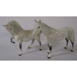 2 Beswick dapple grey horses H 20 cm