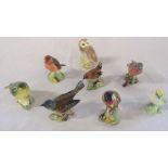Selection of 8 Beswick birds inc greenfinch, whitethroat, goldcrest and chaffinch