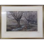 Conway Lloyd Jones (1846-1897) framed watercolour landscape of a tree lined stream 71 cm x 56 cm (