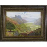 Framed and glazed oil on board landscape 'Perevil of the Peak' by E Lucas 45 cm x 35 cm (size