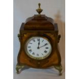 Early 20th century inlaid mahogany & brass mantle clock Ht 26cm
