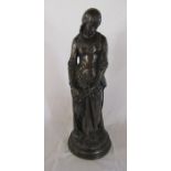 Bronze effect resin statue of a woman holding flowers H 58 cm