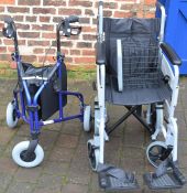 Wheelchair and Z Tec 3 wheel mobility frame