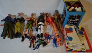 6 Action Man figures, comic book figures & vintage Lego