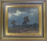 Herbert Rollett (1872-1932) framed oil on board landscape in the manner of Lincolnshire artist