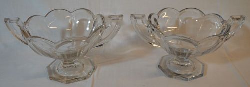 Pair of Art Deco Davidson Chippendale style fruit bowls Ht 15cm W 32cm inc handles