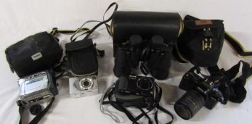 Assorted cameras - JVC mini dv, Sony cyber-shot, Panasonic DMC-TZL10 and Pentax MZ10 & set of