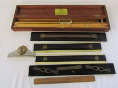 Selection of Architect / draughtman's drawing instruments / rulers etc inc Stanley
