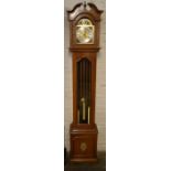 20th century German weight driven longcase clock with Westminster chime Ht 196cm W 36cm