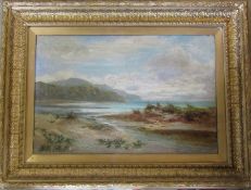 Large gilt framed and glazed oil on canvas of a seascape / coastal scene by A Sinclair (slight
