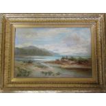 Large gilt framed and glazed oil on canvas of a seascape / coastal scene by A Sinclair (slight