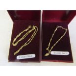 9ct gold matching necklace L 40 cm and bracelet L 18.5 cm total weight 2.4 g