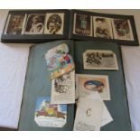 2 vintage postcard albums containing mainly early 20th century greeting cards