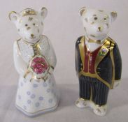 Royal Crown Derby teddy bear bride and groom paperweights H 9.5 cm