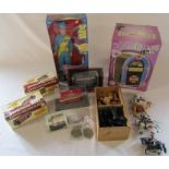 LED Jukebox, Thunderbirds talking Virgil, chess set, die cast buses, coins, lead soldiers