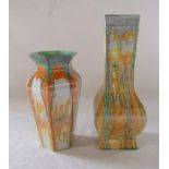 2 Shelley drip ware vases H 24 cm and 18 cm