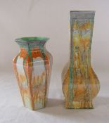 2 Shelley drip ware vases H 24 cm and 18 cm