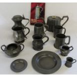 Liberty & Co London Tudric pewter tankard No. 01374, 11cm high & selection of pewter tankards etc.