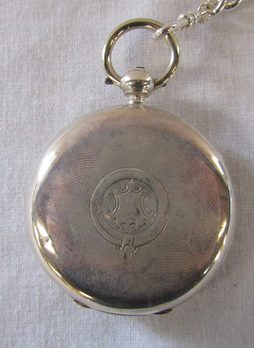 Swiss silver pocket watch, Camerer Kuss & Co 56 New Oxford Street, London, 3 bears mark D 5 cm - Image 4 of 5