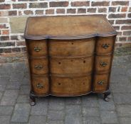 Reproduction Georgian bow fronted chest of drawers with burr walnut veneer W77cm D 49cm H 74cm