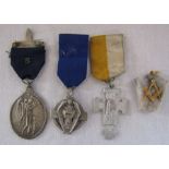 Small collection of Masonic medals inc one silver medal 1914-18 awarded to W Bros C F A Hartung P.