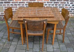 1950's Beautility style draw leaf table & 4 chairs extending to 152cm by 76cm