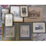 Selection of etchings and engravings inc Thornton Priory, Le Chat Cheri and Les Enfans Physiciens