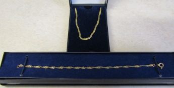 9ct gold necklace, L 45 cm, weight 3.3 g with matching bracelet L 17.5 cm weight 1.5 g (both boxed)