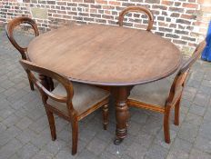 Victorian mahogany dining table 150cm by 120cm  & 4 balloon back chairs