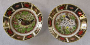 2 Royal Crown Derby imari pin dishes - 1998 year tray blue tit first edition and 1999 year tray