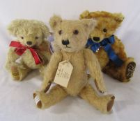 3 Merrythought teddy bears inc London 2012 no 740 of a special edition H 32 cm and Timmy the teddy