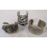 3 silver cuff bracelets marked sterling silver, 925 (Indonesia) and 925, total weight 6.75 ozt / 210