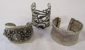 3 silver cuff bracelets marked sterling silver, 925 (Indonesia) and 925, total weight 6.75 ozt / 210