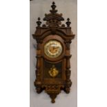 Vienna regulator wall clock with 2 train spring driven movement with butterfly decorated dial & an