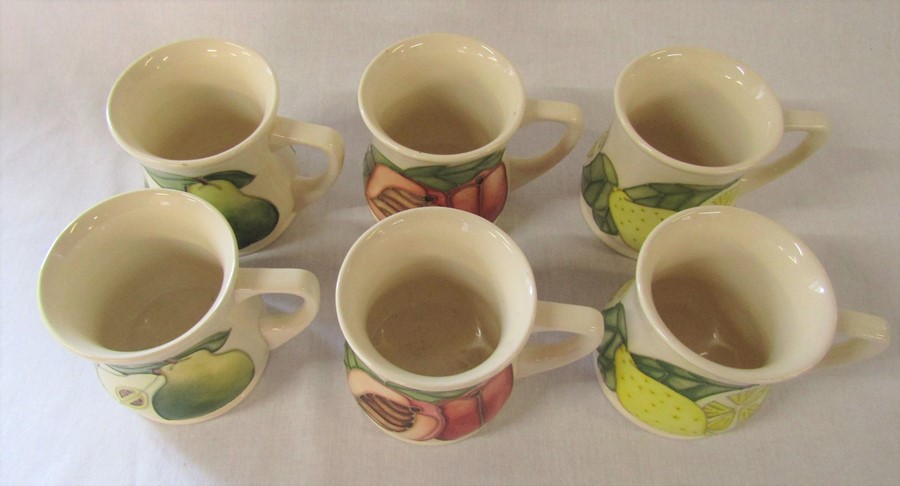 6 Moorcroft fruit mugs - Pear, Lemon and Peach H 9 cm (2 of each design) - Image 2 of 4
