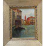 Gilt framed oil on board of a Venetian scene 40 cm x 47 cm (size including frame)