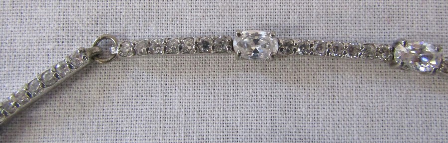 2 silver gemstone bracelets - blue tennis bracelet L 7", diamante style 7.5 ", both marked 925, - Image 3 of 4