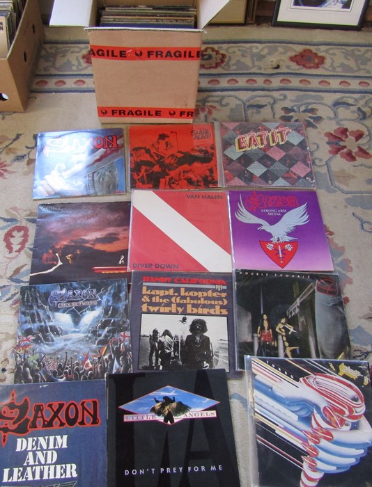 48 hard rock / prog rock albums / LPs including Saxon, Slade, Status Quo, Humble Pie, Van Halen,