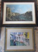 2 framed Venetian prints inc R J Ranyard 61.5 cm x 50 cm (other 83 cm x 64 cm) (size including