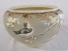 Japanese bowl decorated with blossom and a bird H 12 cm