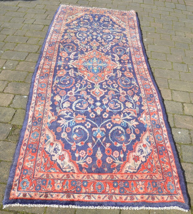 Persian hand woven full pile Sarouk runner with floral pattern 295cm x 105cm
