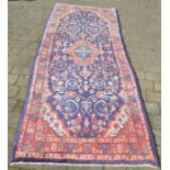 Persian hand woven full pile Sarouk runner with floral pattern 295cm x 105cm