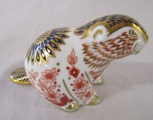 Royal Crown Derby beaver paperweight with silver stopper L 11.5 cm