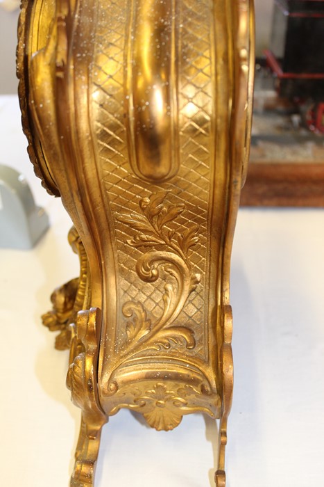 French ormolu gilt mantel clock / garniture by AD Mougin with two 5 branch candelabra, clock - Image 21 of 29