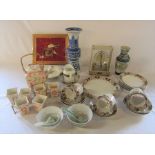 Various ceramics, Kinglet transistor clock, Oriental vases etc