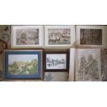 3 Anton Pieck framed prints, framed watercolour other assorted prints