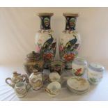 Assorted Oriental ceramics inc  ginger jar, jardiniere, pair of large vases H 62 cm (both af) and