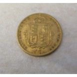 22ct gold Victorian half sovereign 1890