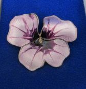 David Anderson Norway silver and enamel flower brooch 11.2 g 43 mm x 38 mm